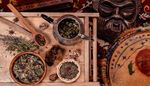 mix, tambourine, staranise, walnuts, spout, carpet, teapot, drawing, mask, herbs