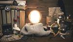 casket, fortunecards, burlap, retort, twine, magicball, rosary, books, flame