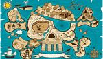 east, watchtower, waterfall, whirlpool, iguana, west, shipwreck, fortress, whale, wolf, pirates, north, sail, map