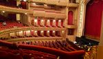 curtain, spectators, orchestra, balcony, red, theatre, seat, stage, floodlights