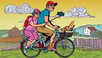 baguette, bicicleta, popart, edificio, selfie, crocs, cesto, campo, feno, raios, pedal