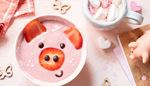 piglet, strawberry, marshmallow, butterfly, bowl, pigssnout, breakfast, smoothies, cocoa, heart