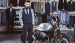 suit, mannequin, beard, motorcycle, necktie, store, vest