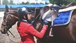 reins, horsewoman, gloves, saddle, helmet, horse, mane, stirrup