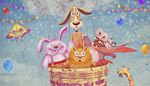 cat, partyflags, giraffe, hippo, dog, balloon, basket, eyes, kite, hare