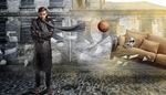 ball, cold, scarf, graffiti, pavingstone, gamepad, pages, wind