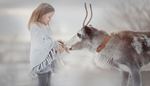 antlers, reindeer, domestic, fringe, collar, girl, fur, poncho
