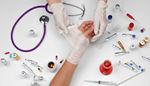 ampule, stethoscope, capsule, bandage, firstaid, syringe, injury, needle, gloves, wrist