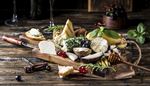 cheese, corkscrew, blackcurrant, herbs, arugula, bread, berries, paper, knife, basil