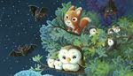 nest, squirrel, branch, night, nestling, wing, foliage, tail, owlet, bat, owl