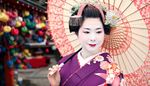 ornement, rougealevres, maquillage, parapluie, geisha, sourcils, japon, fleur, coiffure, kimono