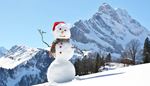 winter, santahat, mountain, buttons, snowman, arm, carrot, peak, slope, forest, snow, scarf