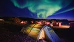 tent, automobile, caravan, turquoise, house, horizon, aurora, night, camping