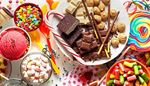 wafflecone, wafers, meringues, candycane, spoon, marshmallow, lollipop, icecream, sweets, bar